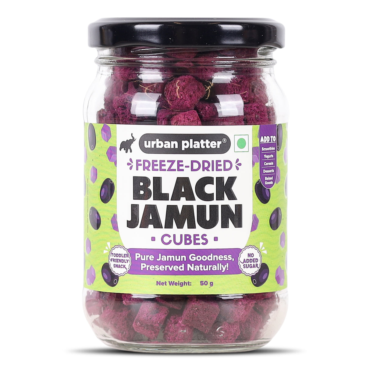 Urban Platter Freeze-Dried Jamun Cubes, 50g (Real Fruit | Naturally Tangy & Antioxidant-Rich | Crunchy Snack or Topping)