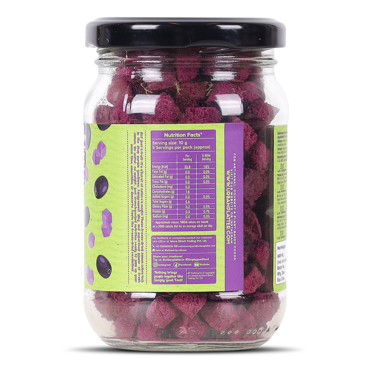 Urban Platter Freeze-Dried Jamun Cubes, 50g (Real Fruit | Naturally Tangy & Antioxidant-Rich | Crunchy Snack or Topping)