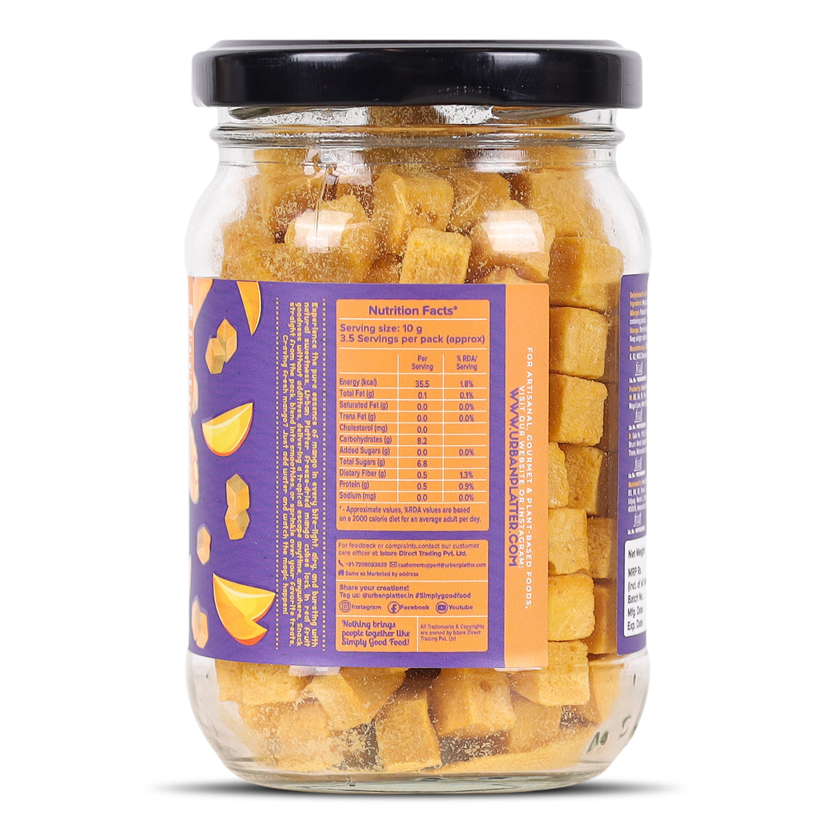 Urban Platter Freeze-Dried Mango Cubes, 35g (Real Fruit | Sweet & Tangy | Ideal for Snacking, Baking & Desserts)