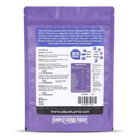 Urban Platter Seedless Black Raisins, 1Kg