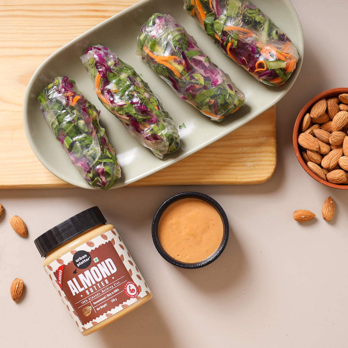 Urban Platter Almond Butter (Without Skin) (Nutty Flavour | Single Ingredient | Keto-Friendly | Blanched Paste)