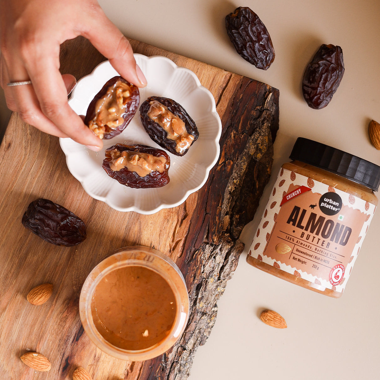 Urban Platter Crunchy Almond Butter, 250g (With Roasted Almonds bits | Single Ingredient | Keto-Friendly)