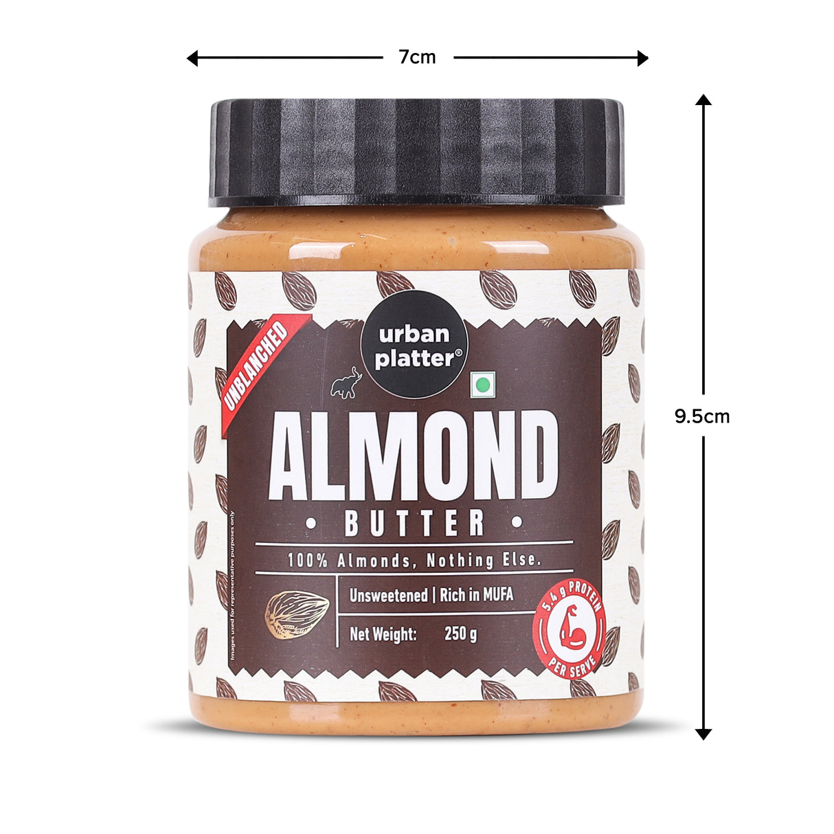 Urban Platter Almond Butter (With Skin) (Bold Nutty Flavour | Single Ingredient | Keto-Friendly | Unblanched Paste)