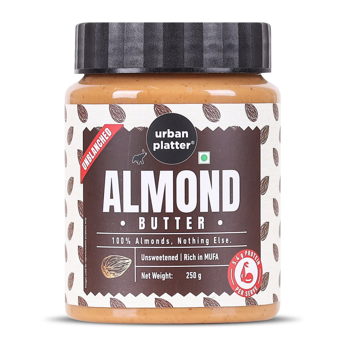 Urban Platter Almond Butter (With Skin) (Bold Nutty Flavour | Single Ingredient | Keto-Friendly | Unblanched Paste)