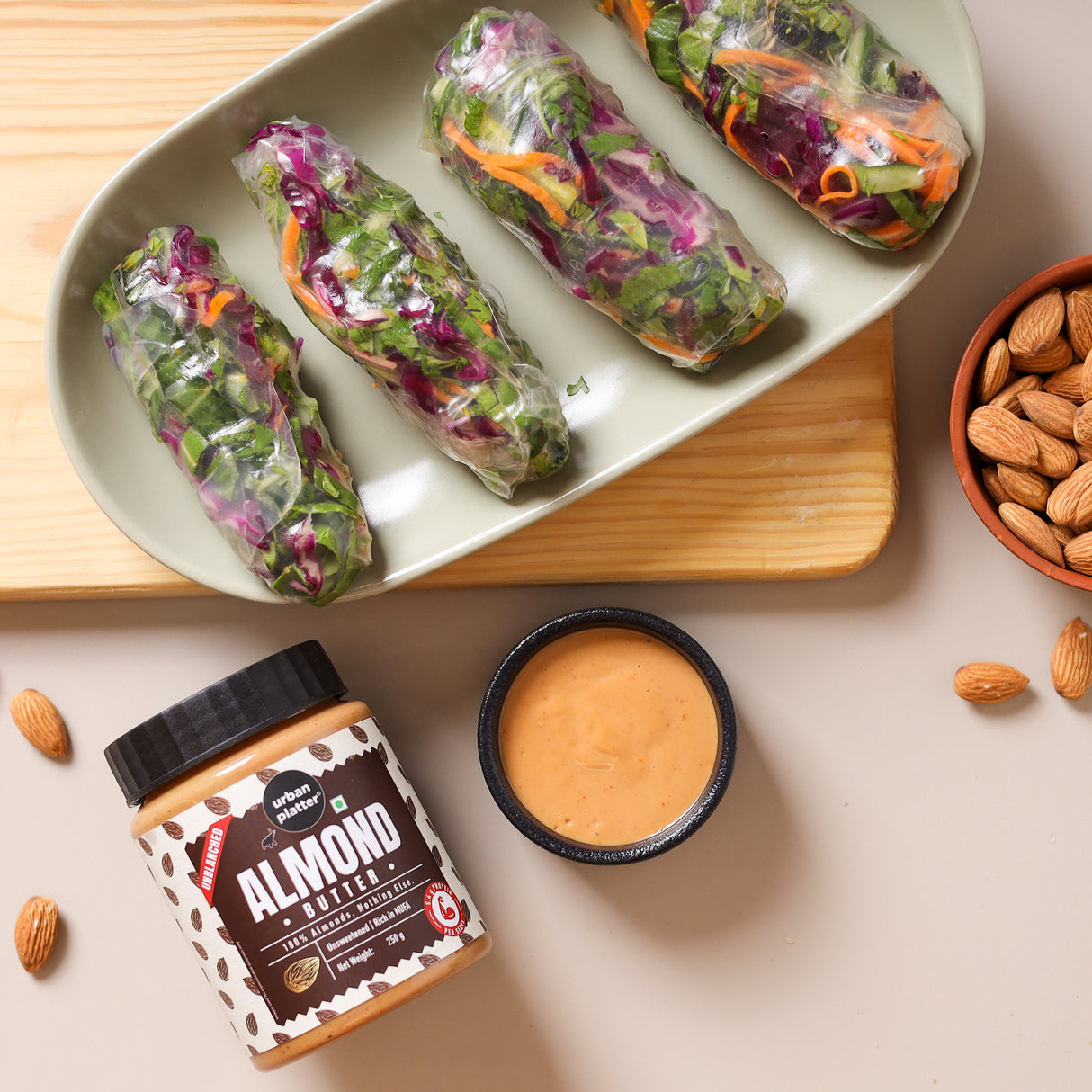 Urban Platter Almond Butter (With Skin) (Bold Nutty Flavour | Single Ingredient | Keto-Friendly | Unblanched Paste)