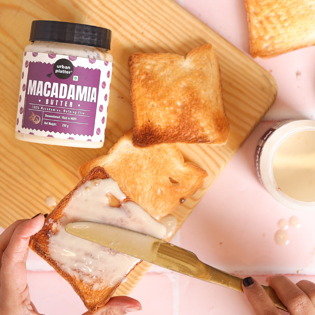 Urban Platter Macadamia Butter, 250g (Delicate Creamy Spread | Single Ingredient | Keto-Friendly)