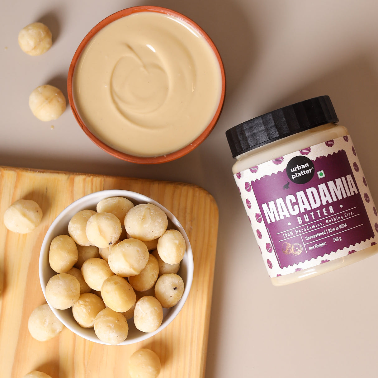 Urban Platter Macadamia Butter, 250g (Delicate Creamy Spread | Single Ingredient | Keto-Friendly)