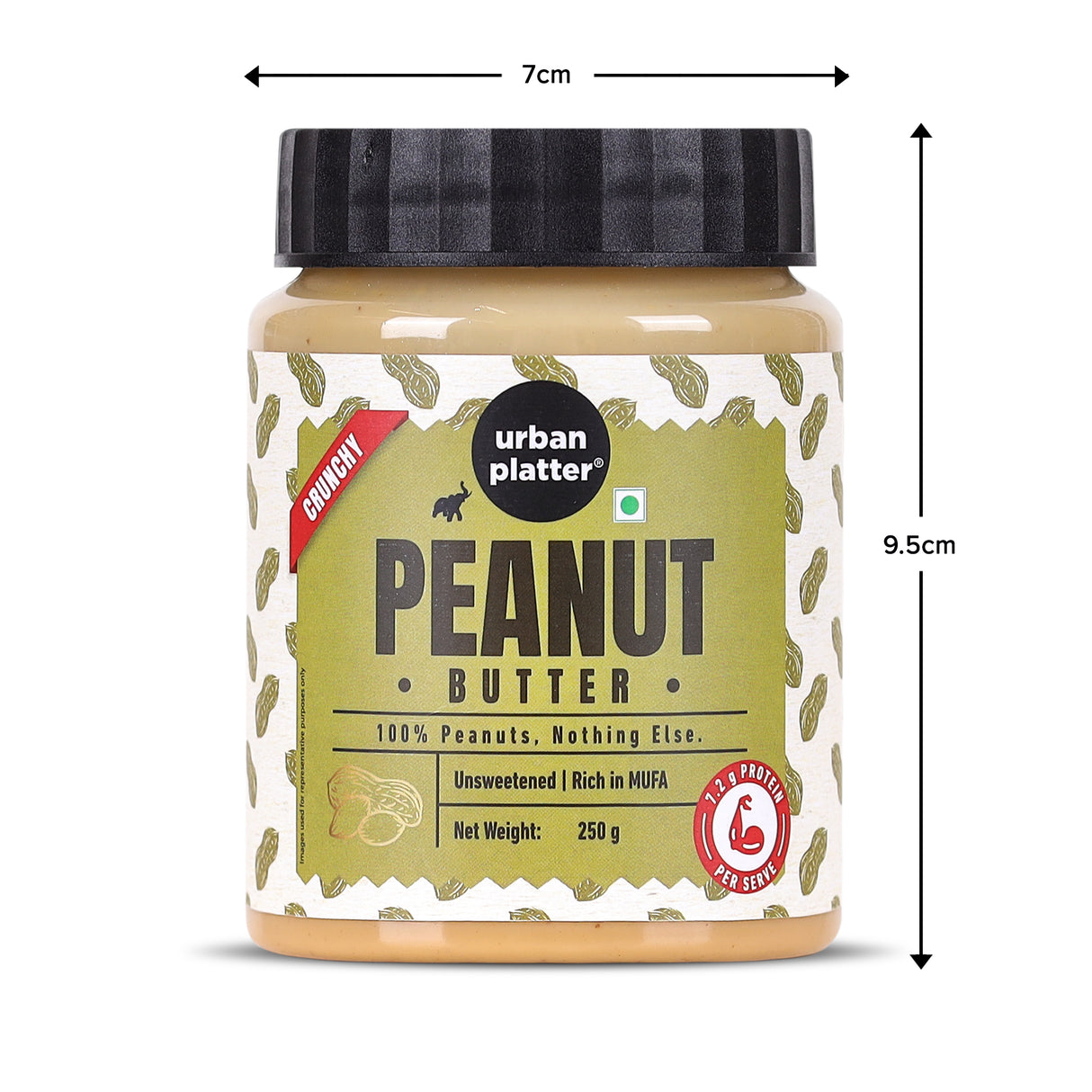 Urban Platter Crunchy Peanut Butter, 250g (Bold Roasted Flavour | Crunchy Texture | Single Ingredient | Keto-Friendly)