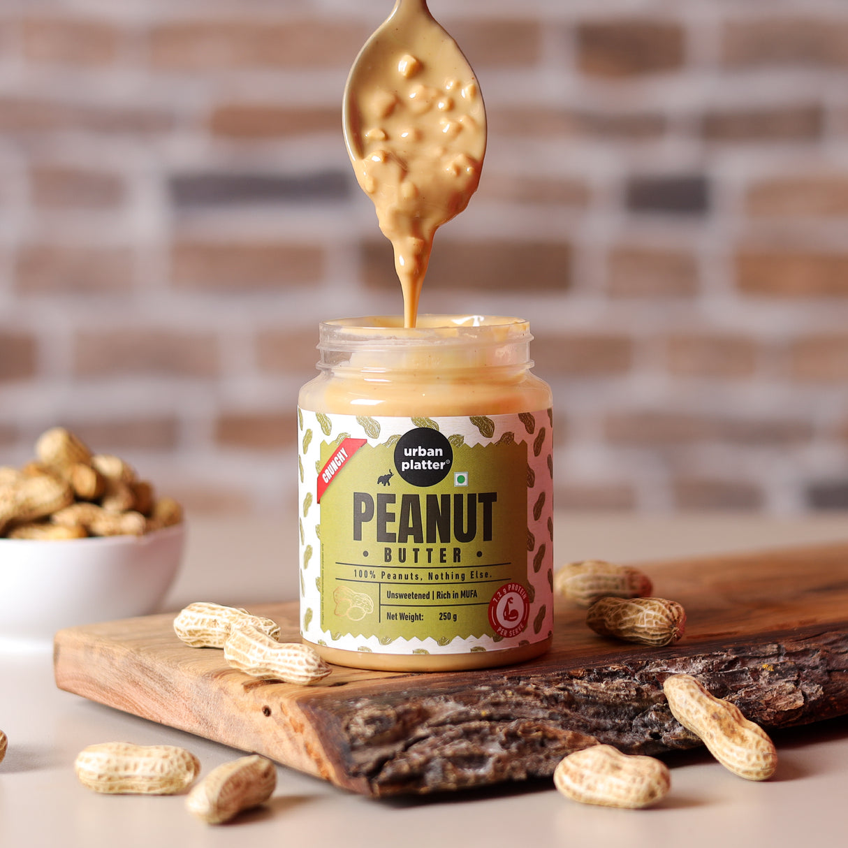 Urban Platter Crunchy Peanut Butter, 250g (Bold Roasted Flavour | Crunchy Texture | Single Ingredient | Keto-Friendly)