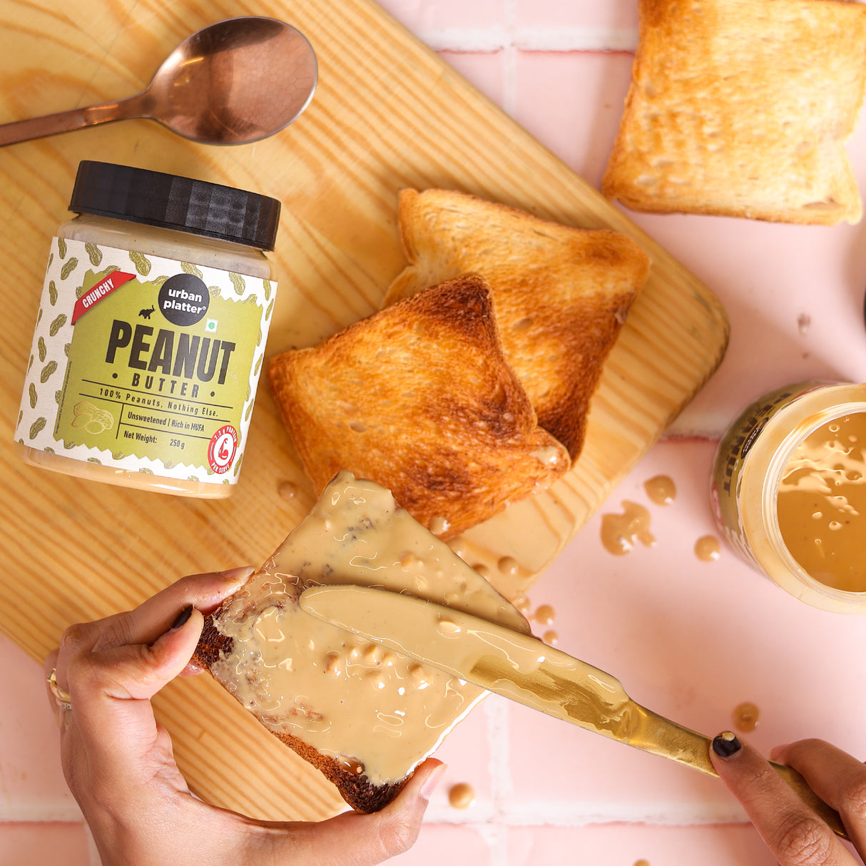 Urban Platter Crunchy Peanut Butter (Bold Roasted Flavour | Crunchy Texture | Single Ingredient | Keto-Friendly)