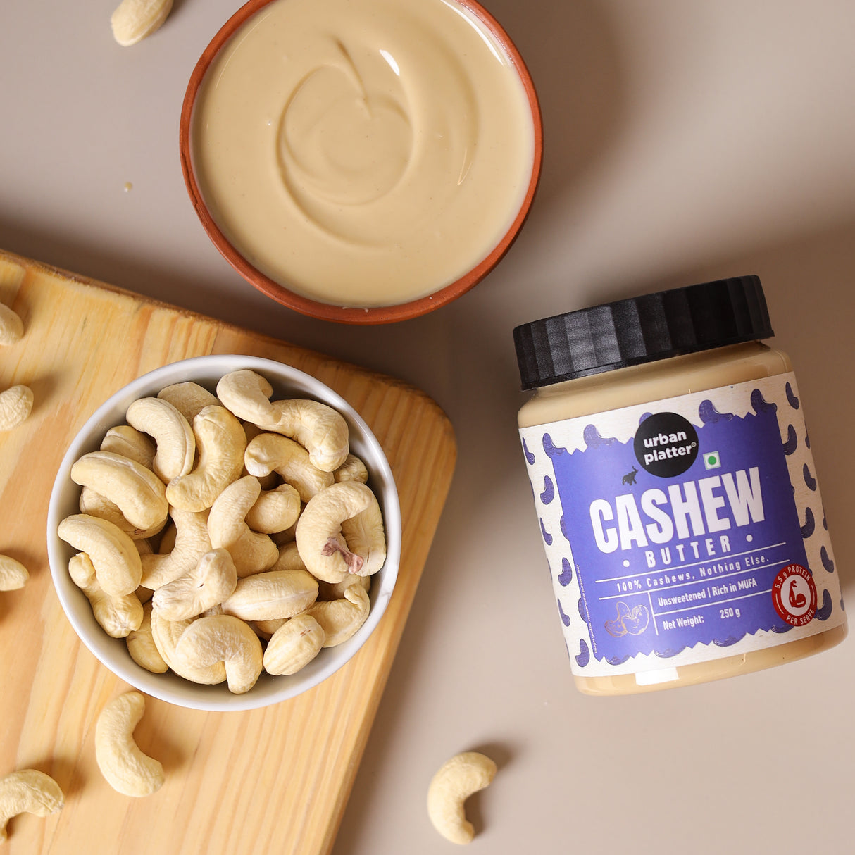 Urban Platter Cashew Butter, 250g (Rich & Creamy | Single Ingredient | Keto-Friendly)