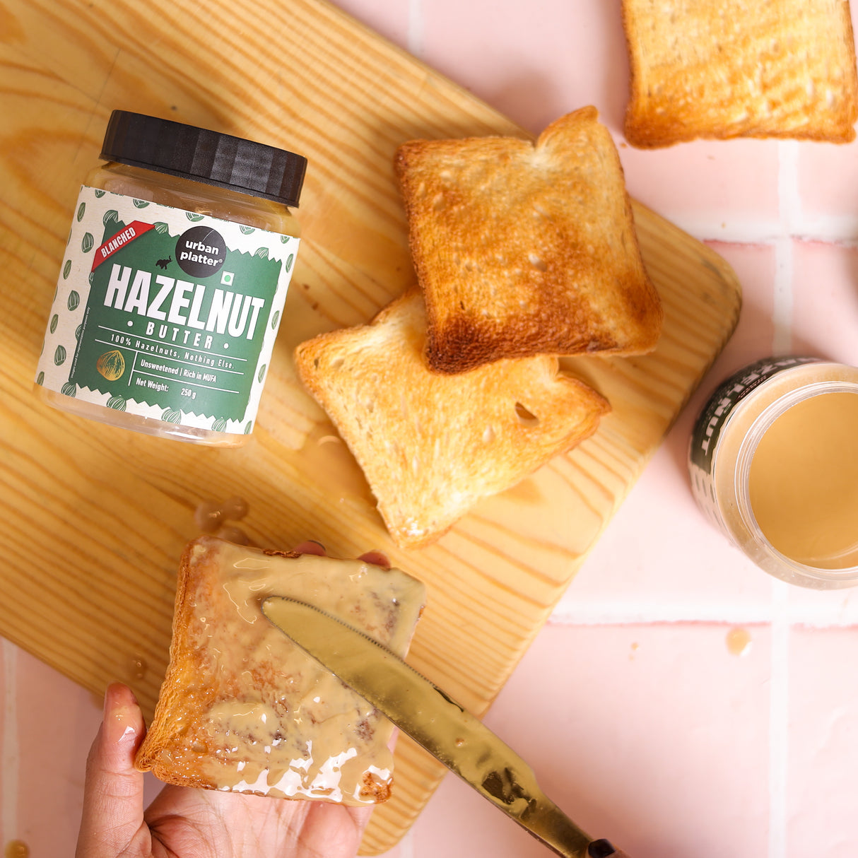 Urban Platter Hazelnut Butter (Without Skin), 250g (Bold Nutty Flavour | Single Ingredient | Keto-Friendly | Blanched Paste)