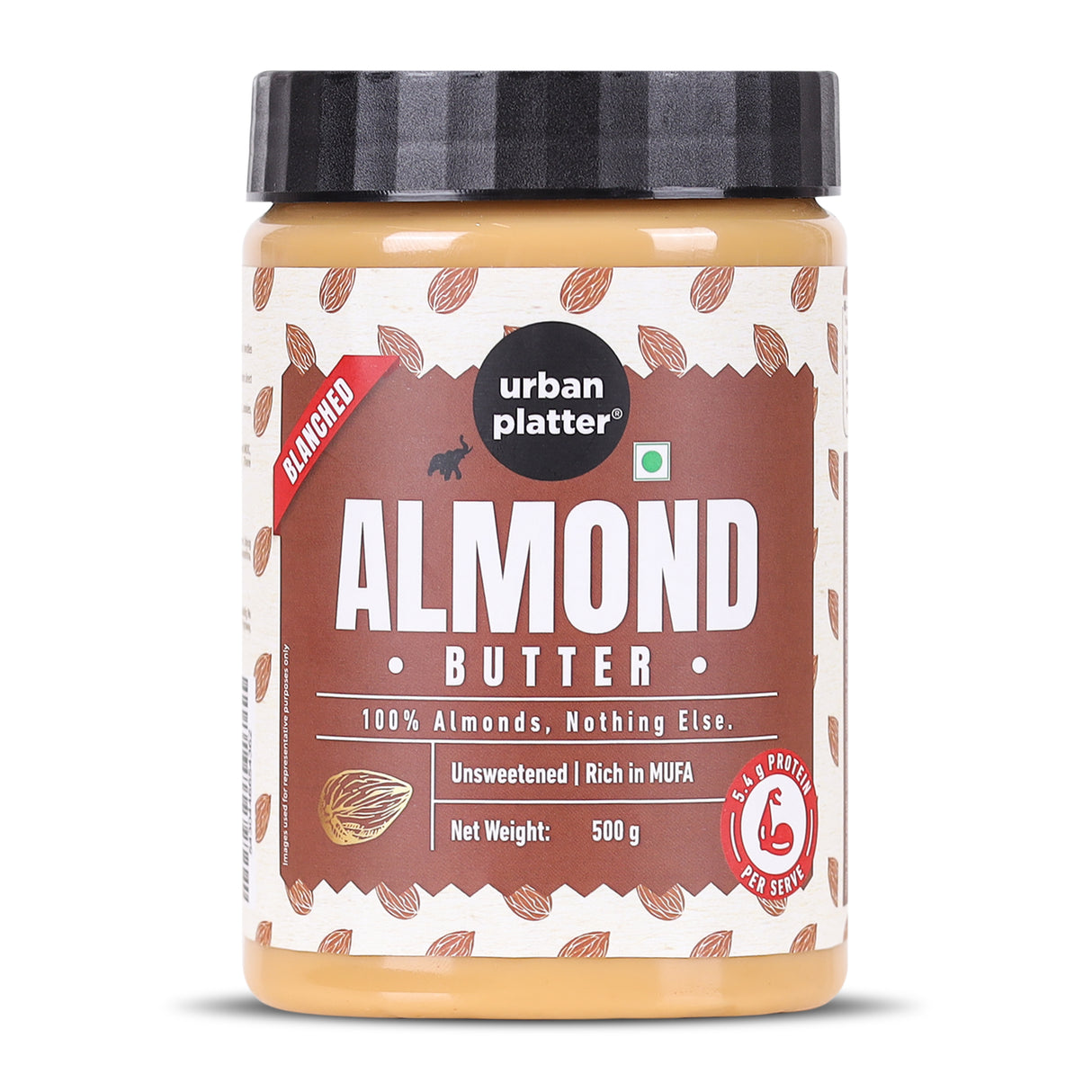 Urban Platter Almond Butter (Without Skin), 500g (Nutty Flavour | Single Ingredient | Keto-Friendly | Blanched Paste)