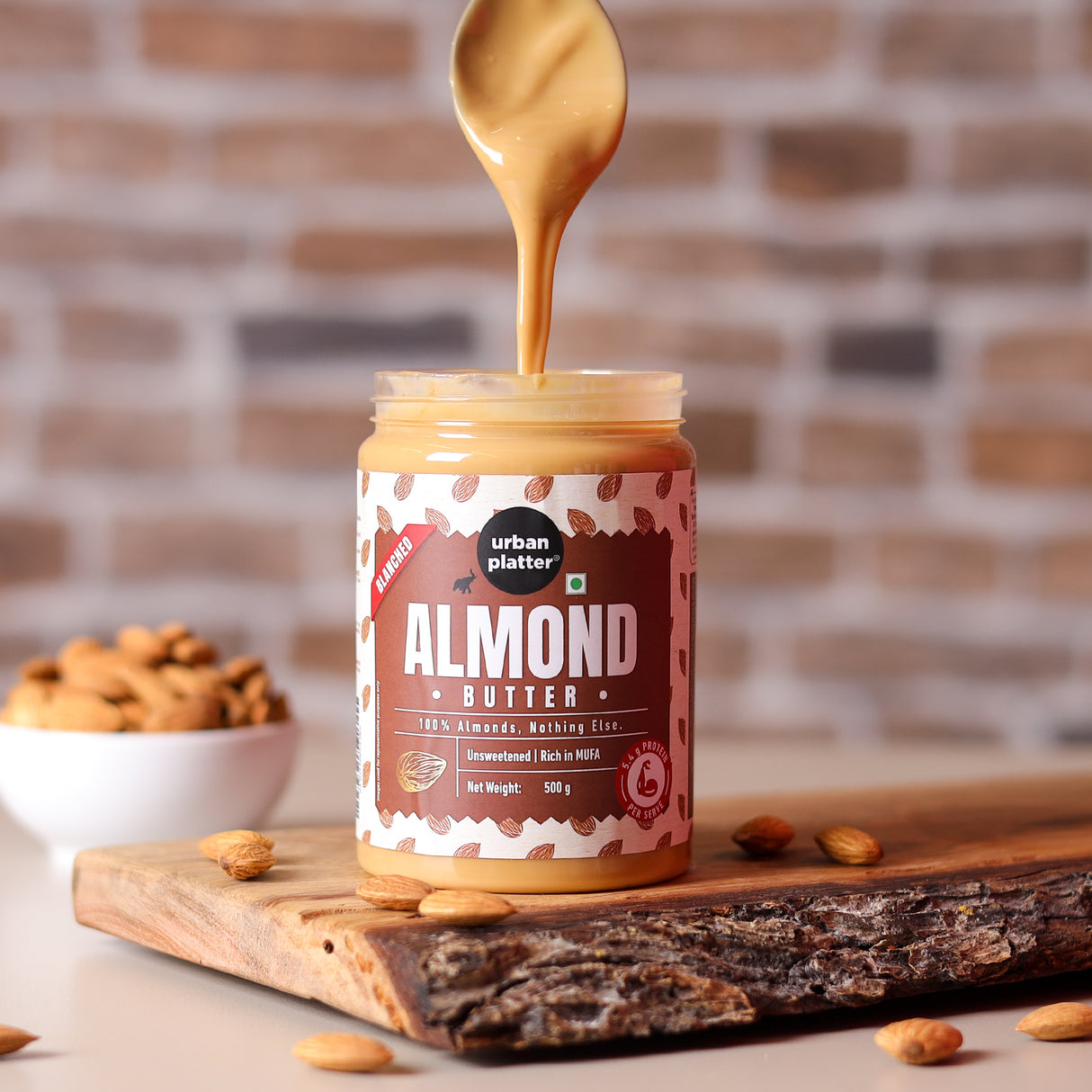 Urban Platter Almond Butter (Without Skin), 500g (Nutty Flavour | Single Ingredient | Keto-Friendly | Blanched Paste)