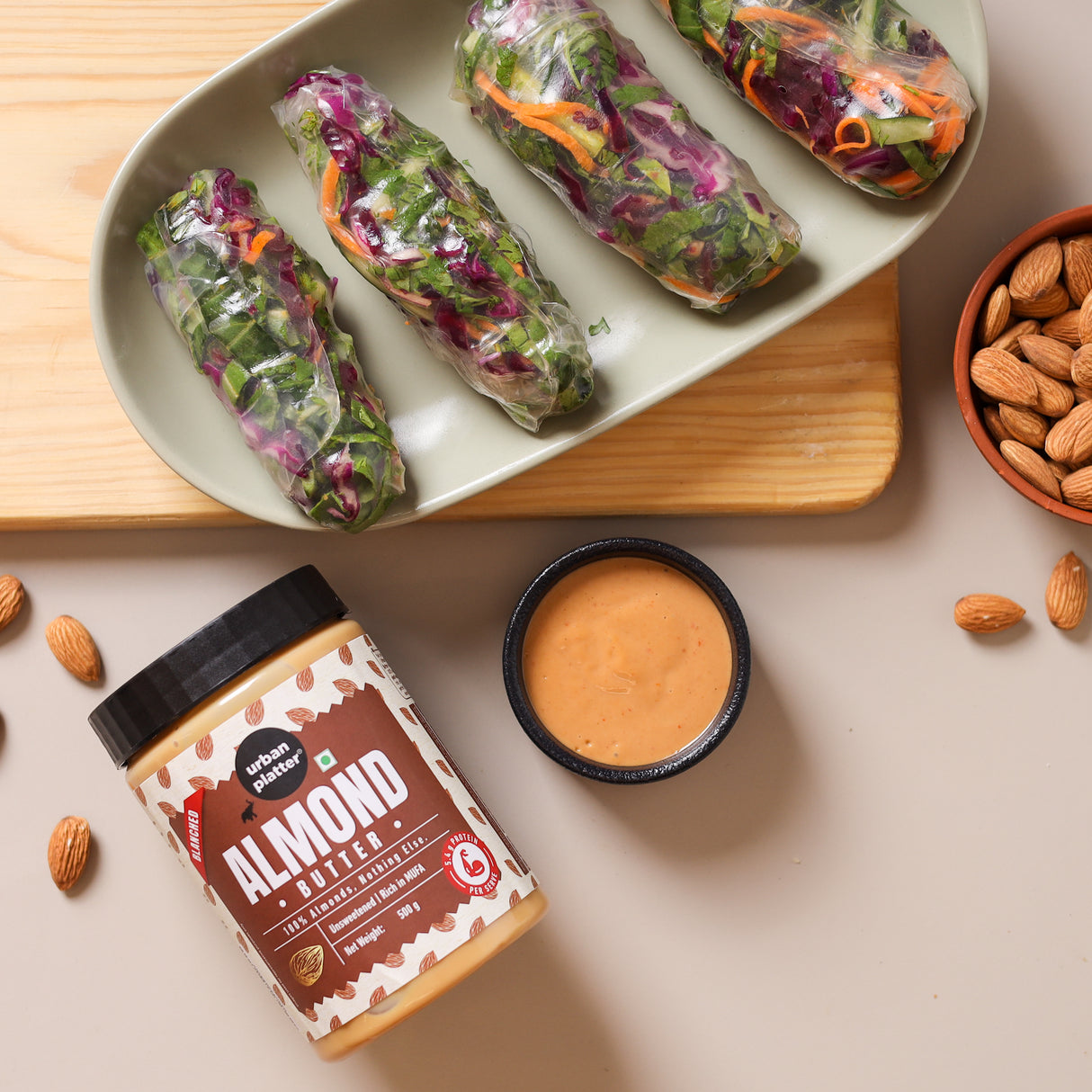 Urban Platter Almond Butter (Without Skin), 500g (Nutty Flavour | Single Ingredient | Keto-Friendly | Blanched Paste)