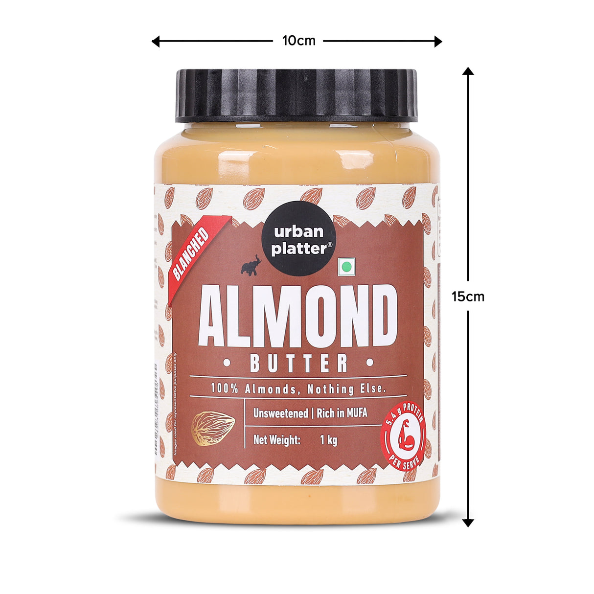 Urban Platter Almond Butter (Without Skin), 1Kg (Nutty Flavour | Single Ingredient | Keto-Friendly | Blanched Paste)