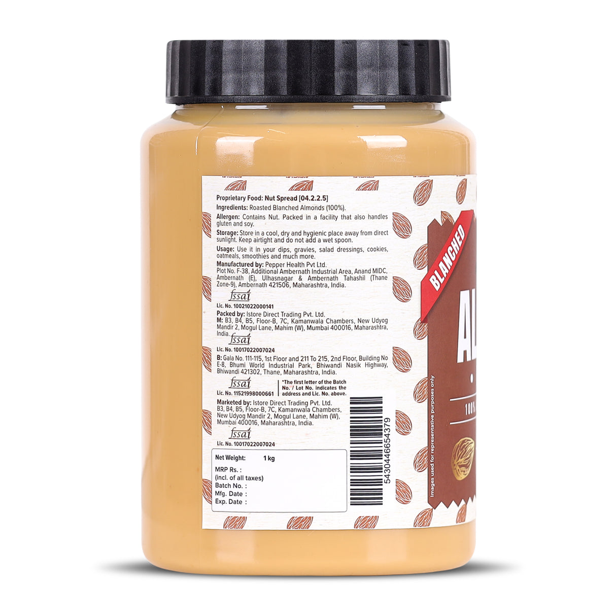 Urban Platter Almond Butter (Without Skin), 1Kg (Nutty Flavour | Single Ingredient | Keto-Friendly | Blanched Paste)