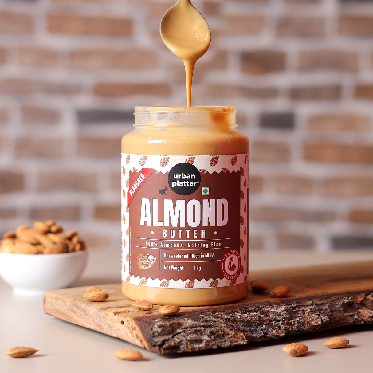 Urban Platter Almond Butter (Without Skin), 1Kg (Nutty Flavour | Single Ingredient | Keto-Friendly | Blanched Paste)