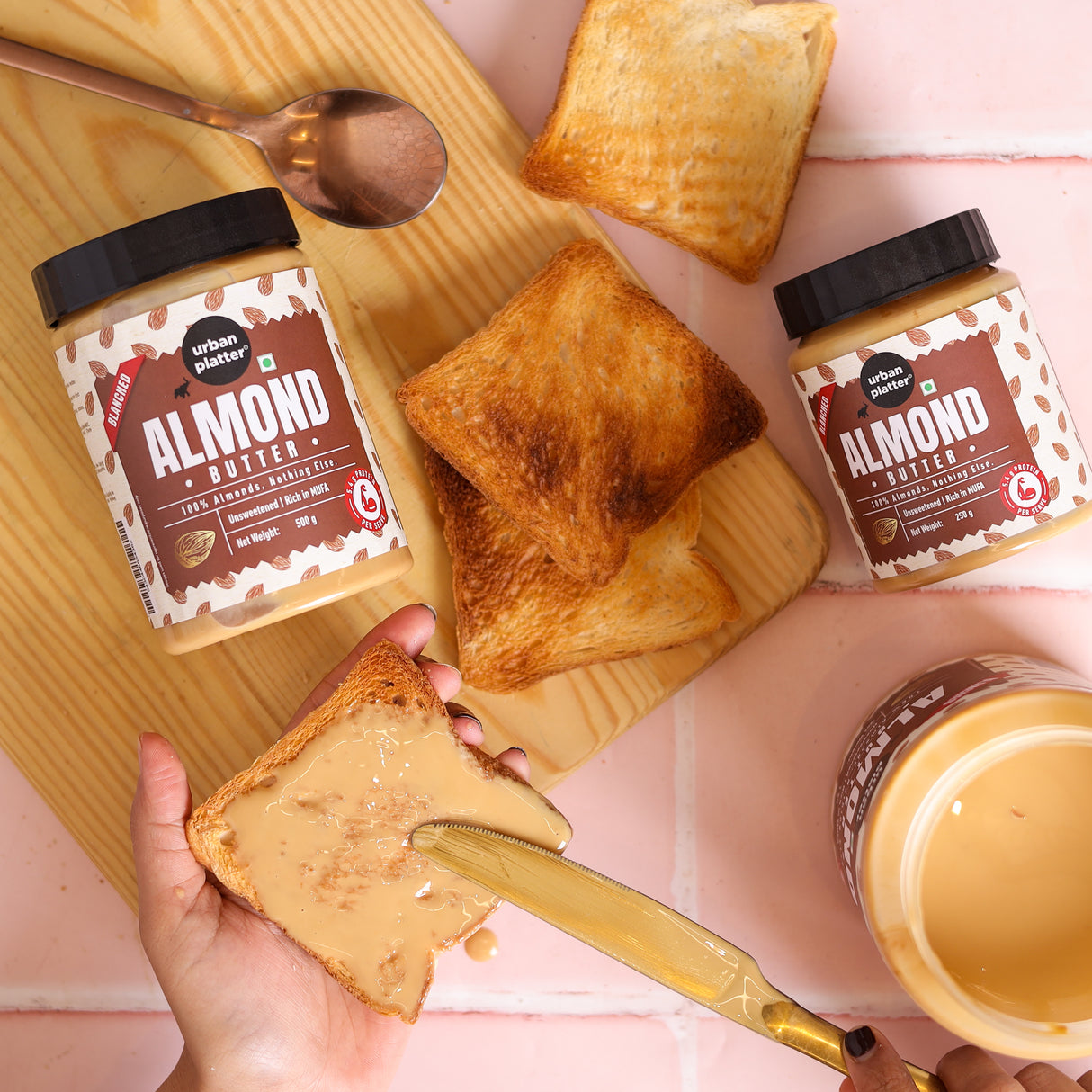 Urban Platter Almond Butter (Without Skin), 1Kg (Nutty Flavour | Single Ingredient | Keto-Friendly | Blanched Paste)