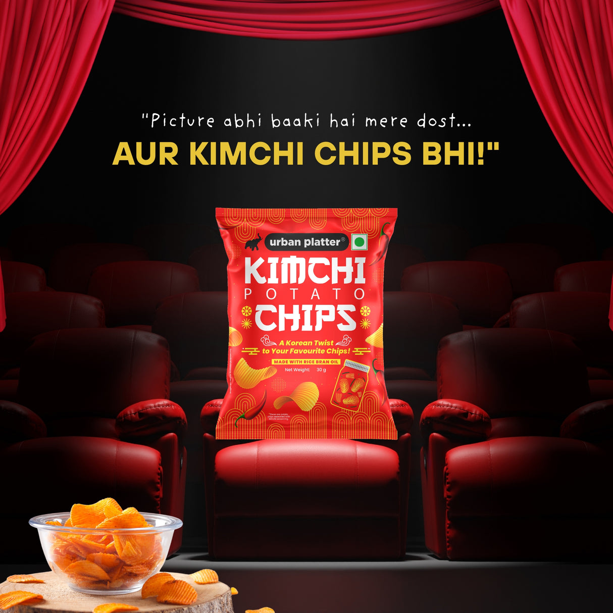 Urban Platter Kimchi Potato Chips, 30g (Bold Korean Flavour | Palm Oil-Free)