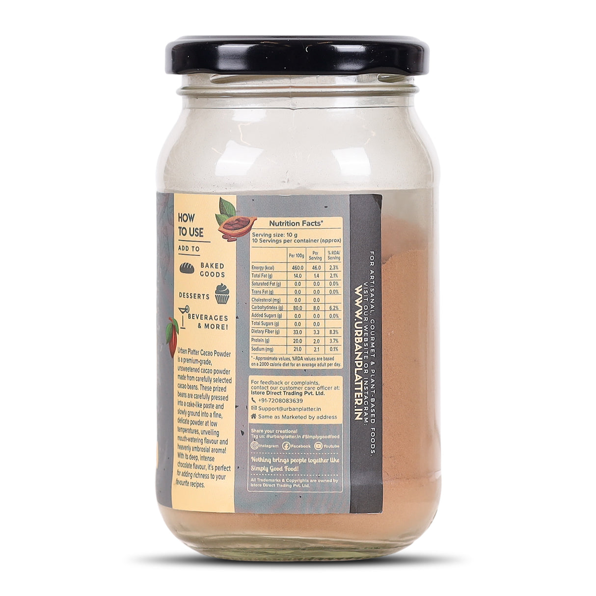 Urban Platter Non-Alkalized Cacao Powder, 100g