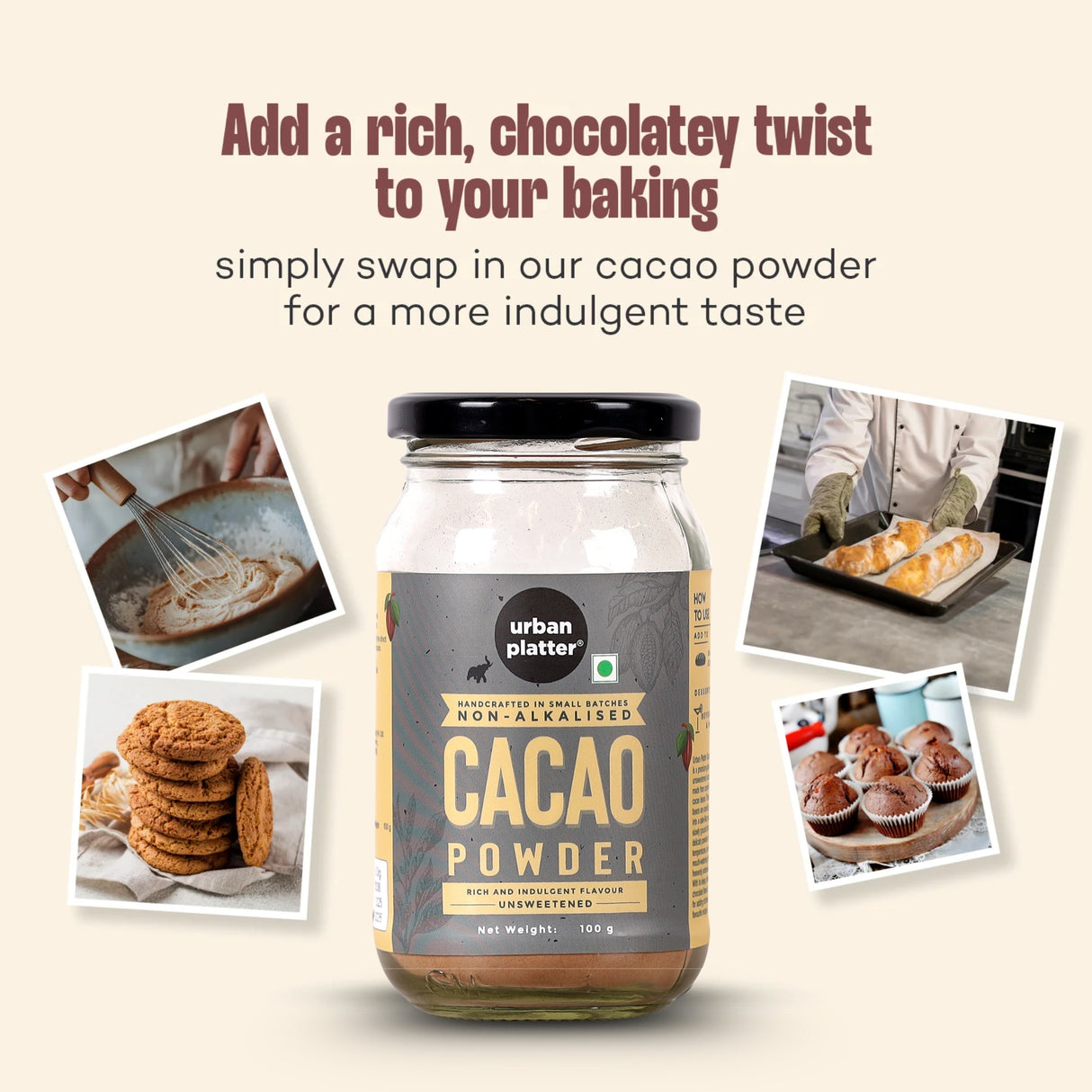 Urban Platter Non-Alkalized Cacao Powder, 100g