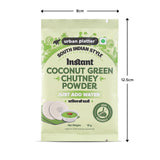 Urban Platter South Indian Style Instant Coconut Green Chutney Powder, 15g (Instant Dry Chutney Mix | Jain-friendly | Just Add Water | Perfect for Idli, Dosa and Snacks)