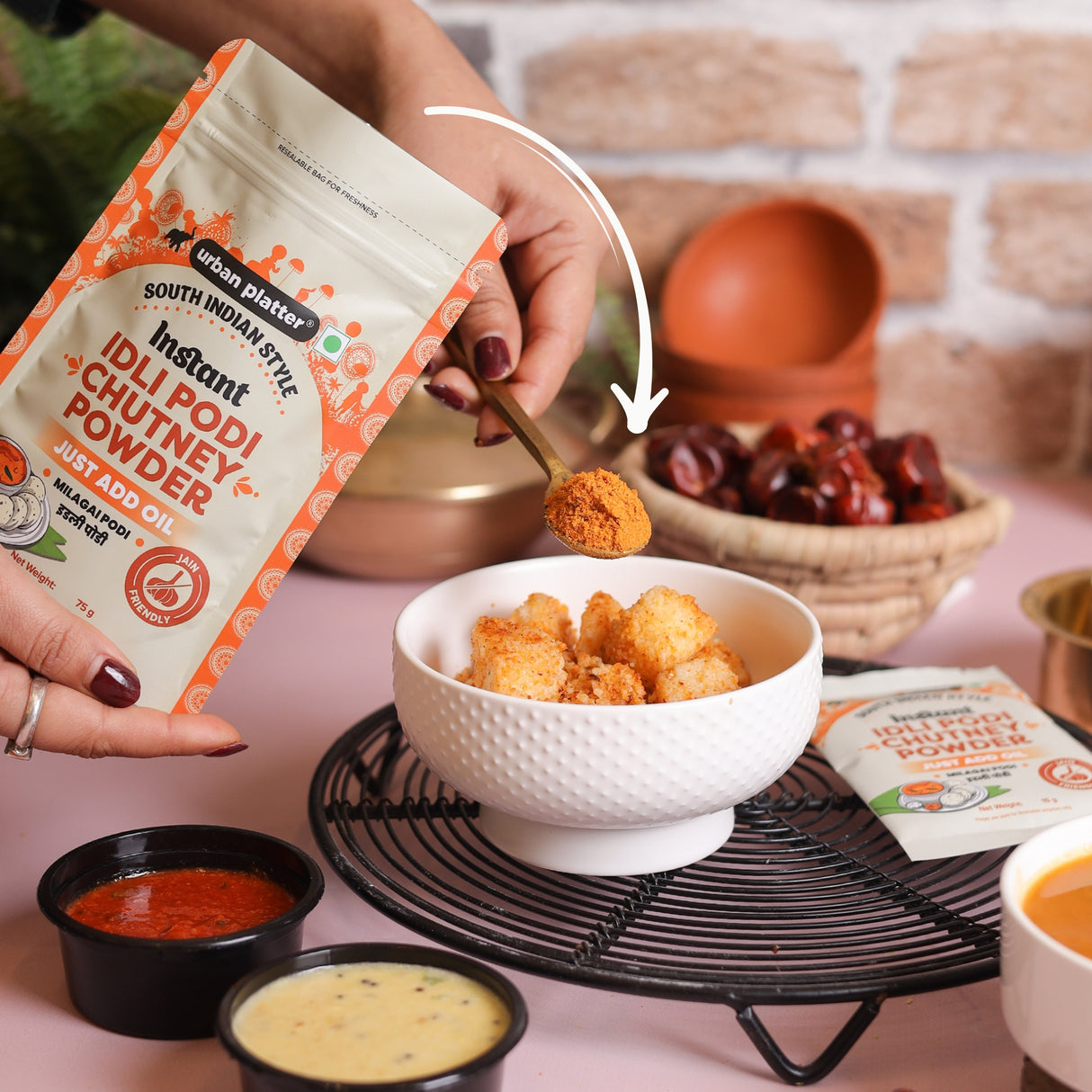 Urban Platter South Indian Style Instant Idli Chutney Powder, 15g (Milagai Podi | South Indian Gunpowder | Ready-to-Use | Perfect for Idli, Dosa and Rice)