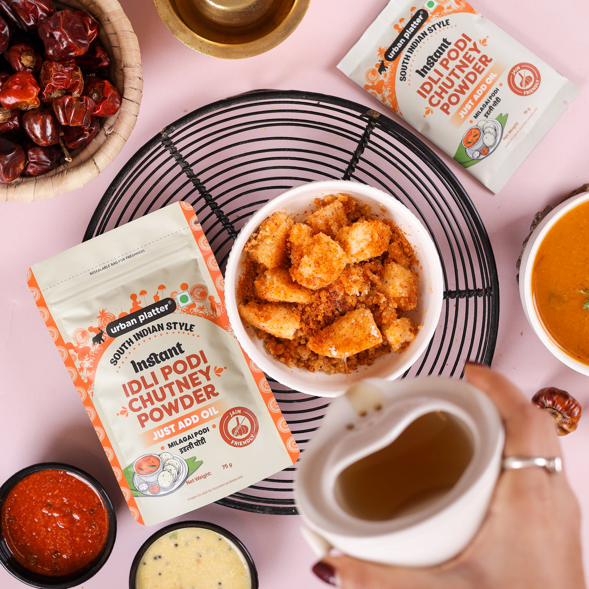 Urban Platter South Indian Style Instant Idli Chutney Powder, 15g (Milagai Podi | South Indian Gunpowder | Ready-to-Use | Perfect for Idli, Dosa and Rice)