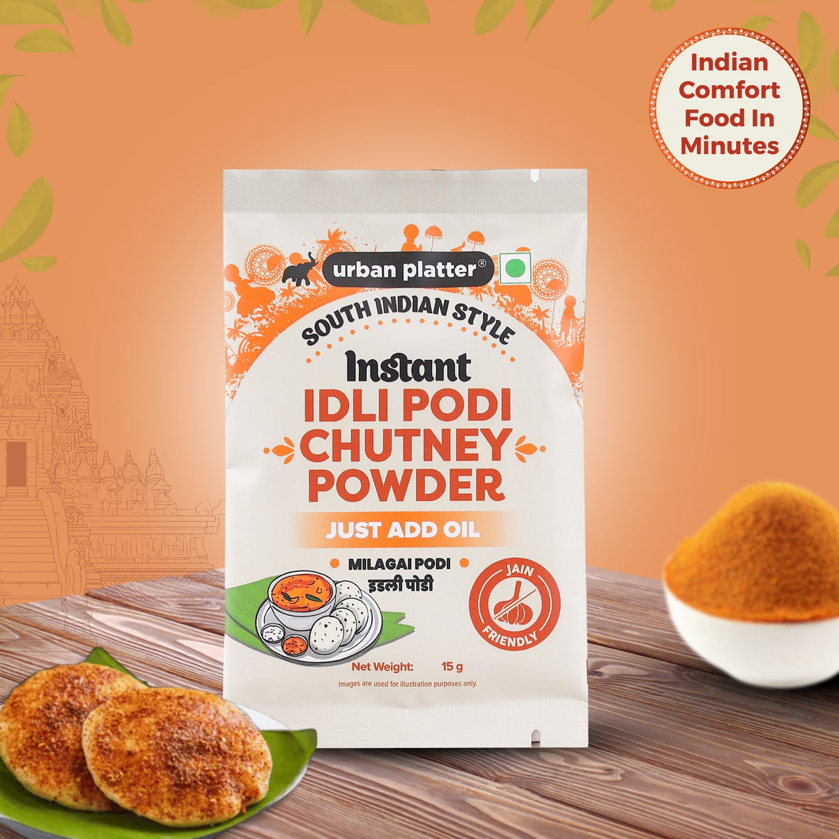 Urban Platter South Indian Style Instant Idli Chutney Powder, 15g (Milagai Podi | South Indian Gunpowder | Ready-to-Use | Perfect for Idli, Dosa and Rice)