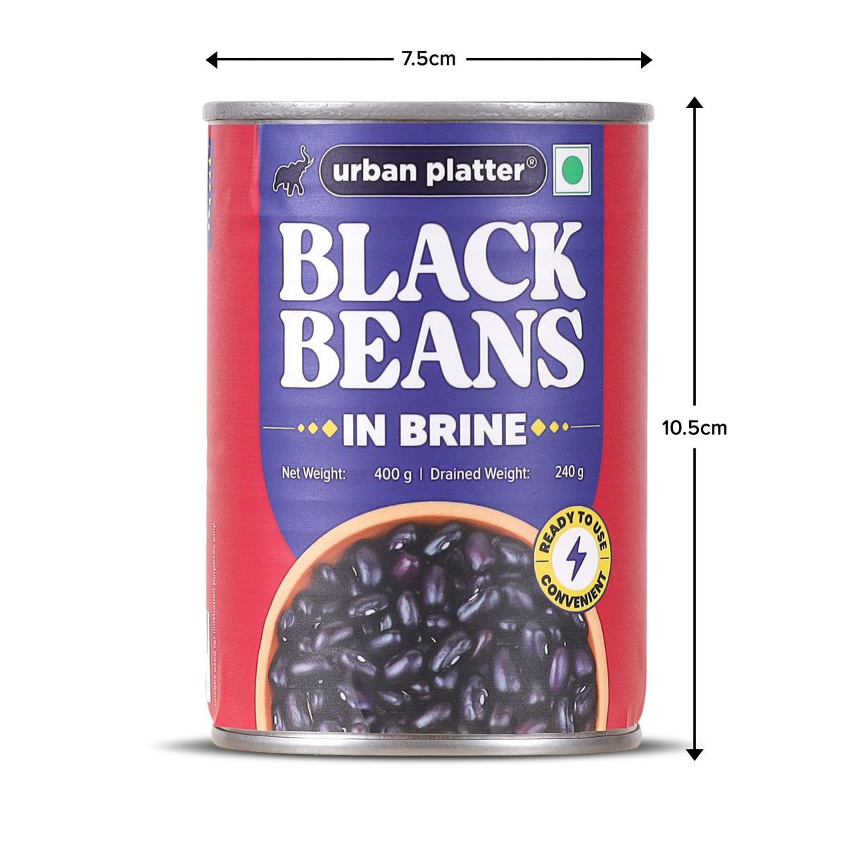 Urban Platter Black Beans in Brine, 400g ( Ready to Use | Ideal for Salads, Tacos and Meal Prep | 240g Drained Weight )