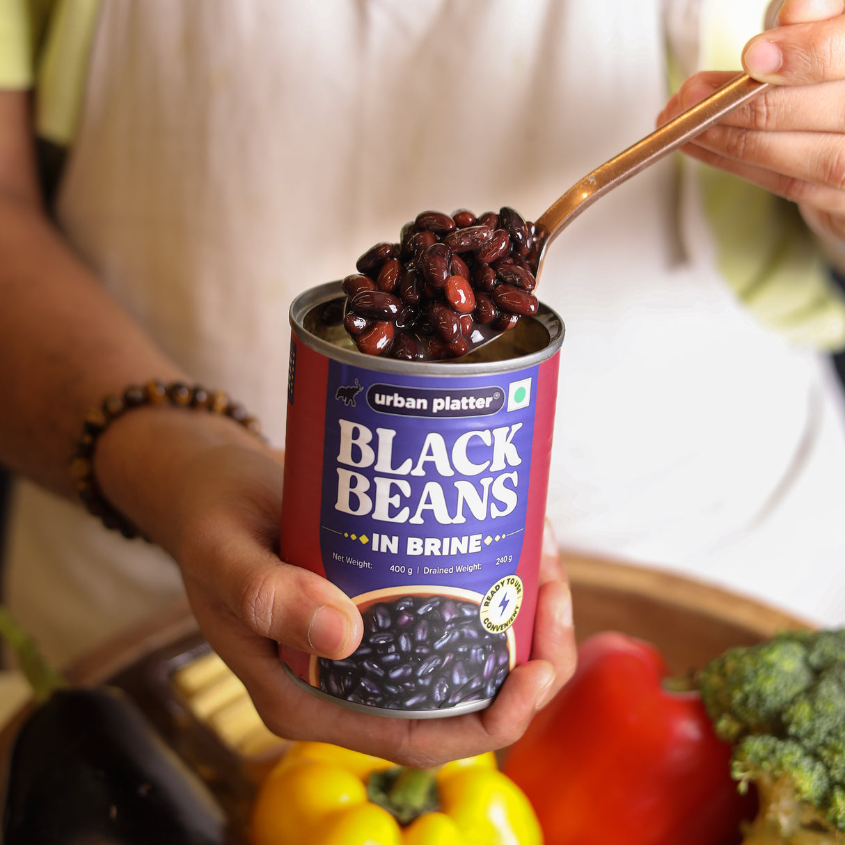 Urban Platter Black Beans in Brine, 400g ( Ready to Use | Ideal for Salads, Tacos and Meal Prep | 240g Drained Weight )