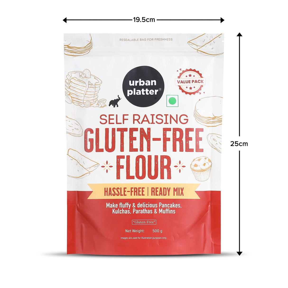 Urban Platter Self Raising Gluten-Free Flour, 500g (Ready Mix | Wheat Free | For Pancakes, Muffins and Cakes)