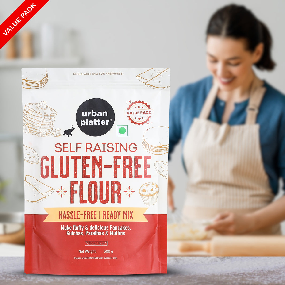 Self Raising Gluten-Free Flour, 500g (Ready Mix | Wheat Free | For Pancakes, Muffins and Cakes)