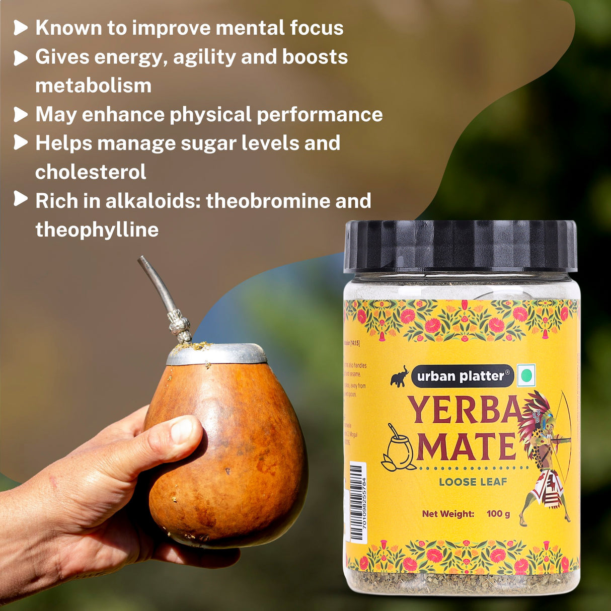 Urban Platter Yerba Mate, 100g (Loose Leaf | Energizing | Supports Metabolism)