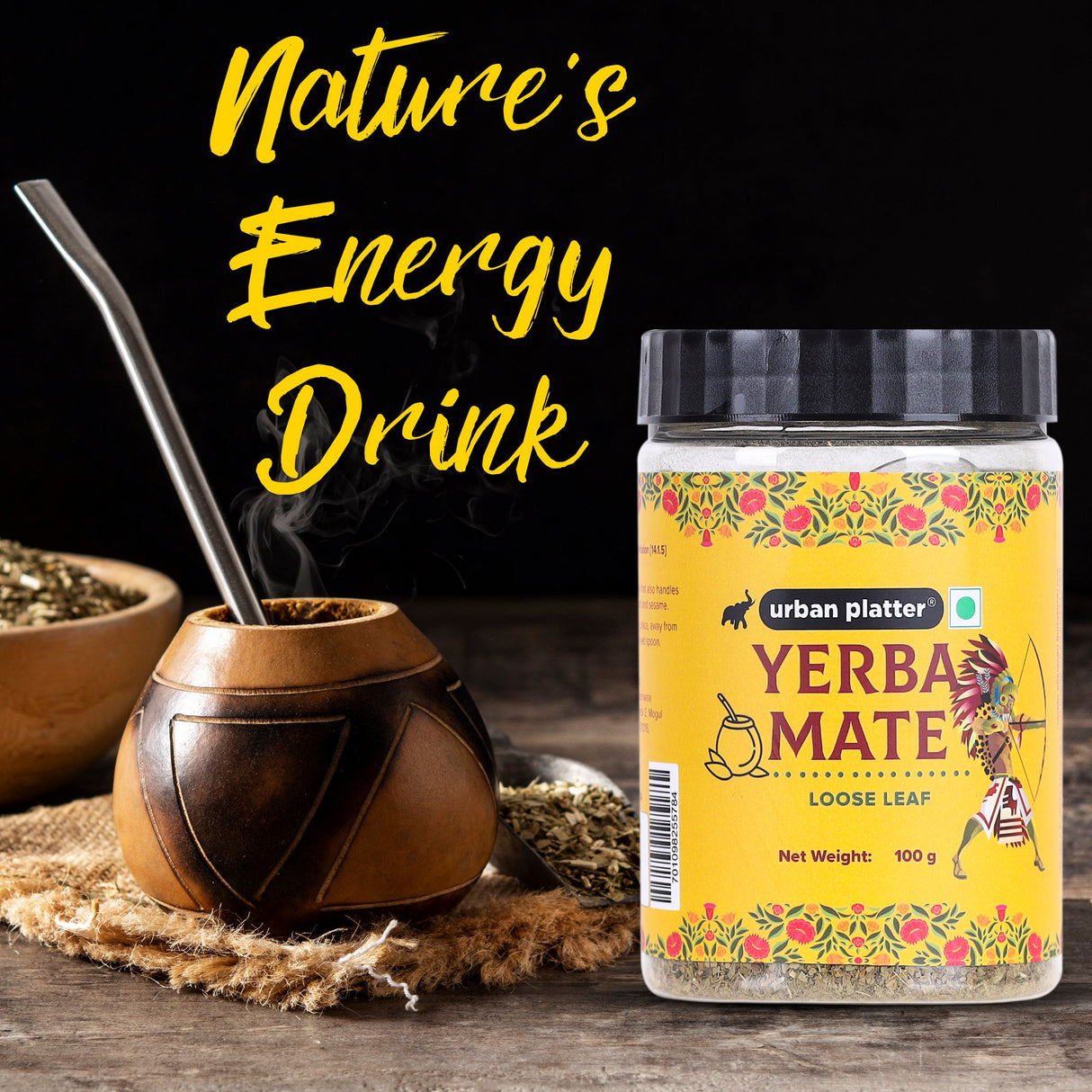 Urban Platter Yerba Mate, 100g (Loose Leaf | Energizing | Supports Metabolism)