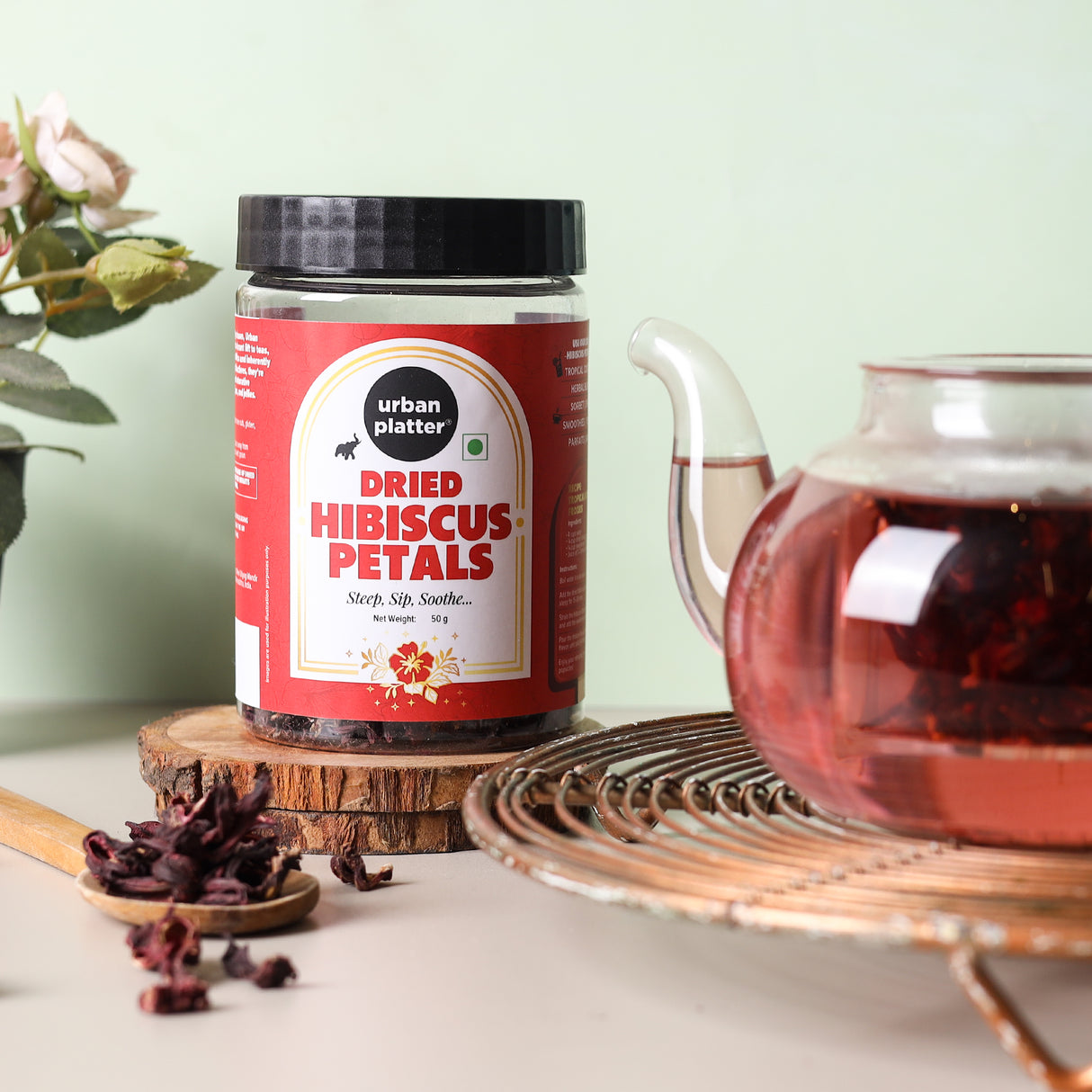 Urban Platter Dried Hibiscus Petals, 50g (Tart & Floral | Naturally Containing Antioxidants | Perfect for Infusions, Teas, Tisanes and Coolers | Caffeine-Free and Preservative-Free)