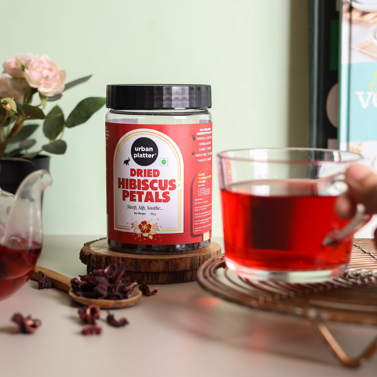 Urban Platter Dried Hibiscus Petals, 50g (Tart & Floral | Naturally Containing Antioxidants | Perfect for Infusions, Teas, Tisanes and Coolers | Caffeine-Free and Preservative-Free)