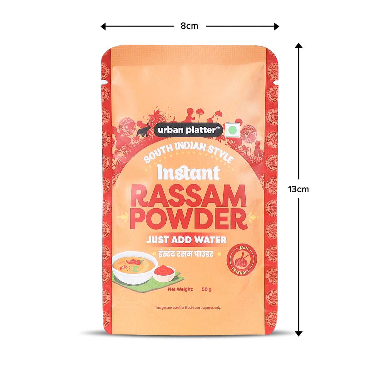 Urban Platter South Indian Style Instant Rassam Powder, 50g (Quick South Indian Soup Mix | Jain-friendly | Just Add Water | Ideal for Rice and Light Meals)