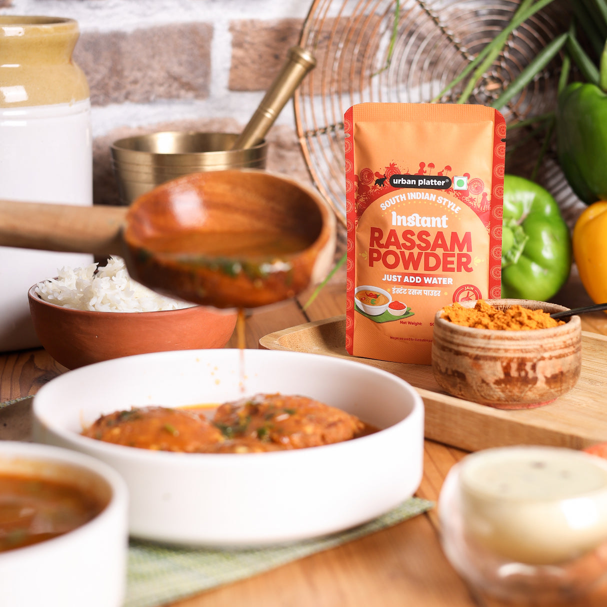 Urban Platter South Indian Style Instant Rassam Powder, 50g (Quick South Indian Soup Mix | Jain-friendly | Just Add Water | Ideal for Rice and Light Meals)