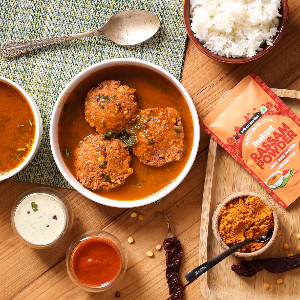Urban Platter South Indian Style Instant Rassam Powder, 50g (Quick South Indian Soup Mix | Jain-friendly | Just Add Water | Ideal for Rice and Light Meals)