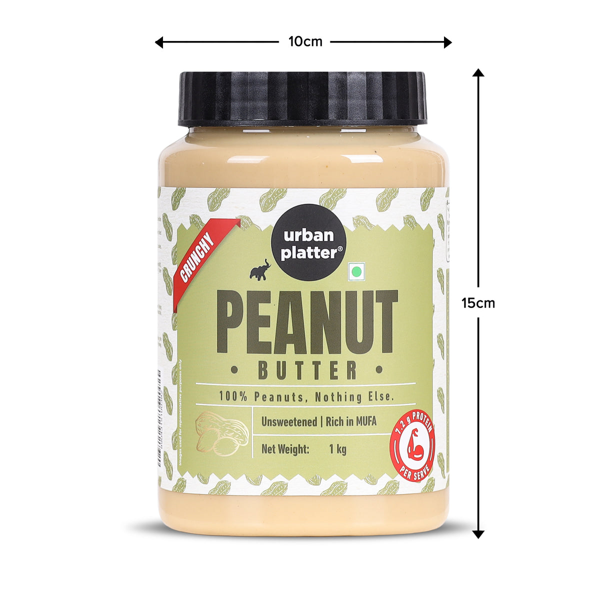 Urban Platter Crunchy Peanut Butter, 1Kg (Bold Roasted Flavour | Crunchy Texture | Single Ingredient | Keto-Friendly)