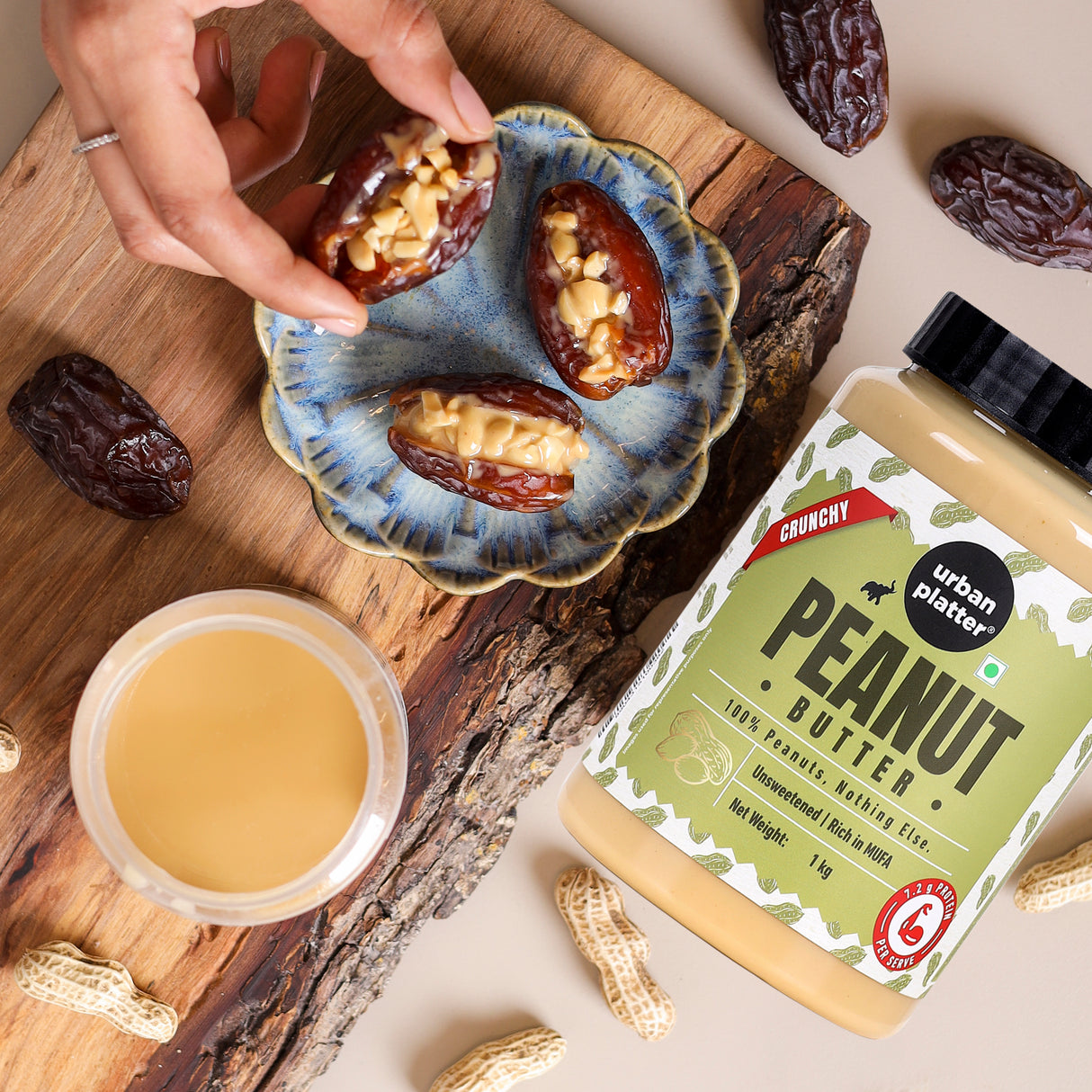 Urban Platter Crunchy Peanut Butter, 1Kg (Bold Roasted Flavour | Crunchy Texture | Single Ingredient | Keto-Friendly)