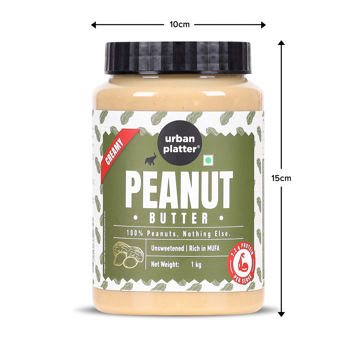 Urban Platter Natural Creamy Peanut Butter, 1kg  [Unsweetened, No Added Oil]