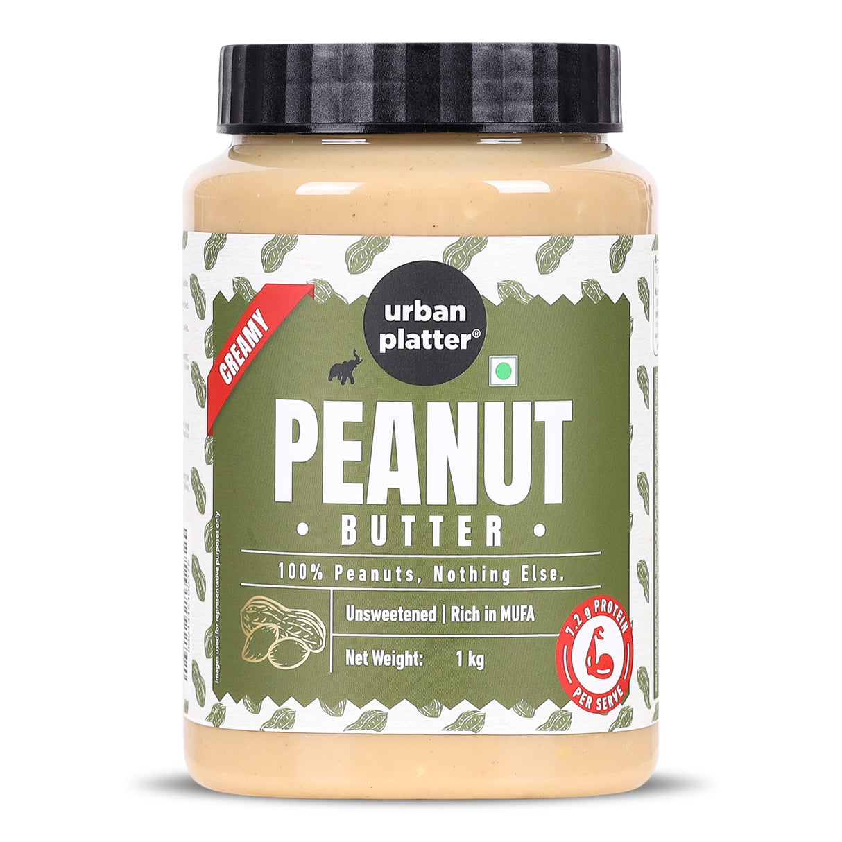 Urban Platter Natural Creamy Peanut Butter, 1kg  [Unsweetened, No Added Oil]