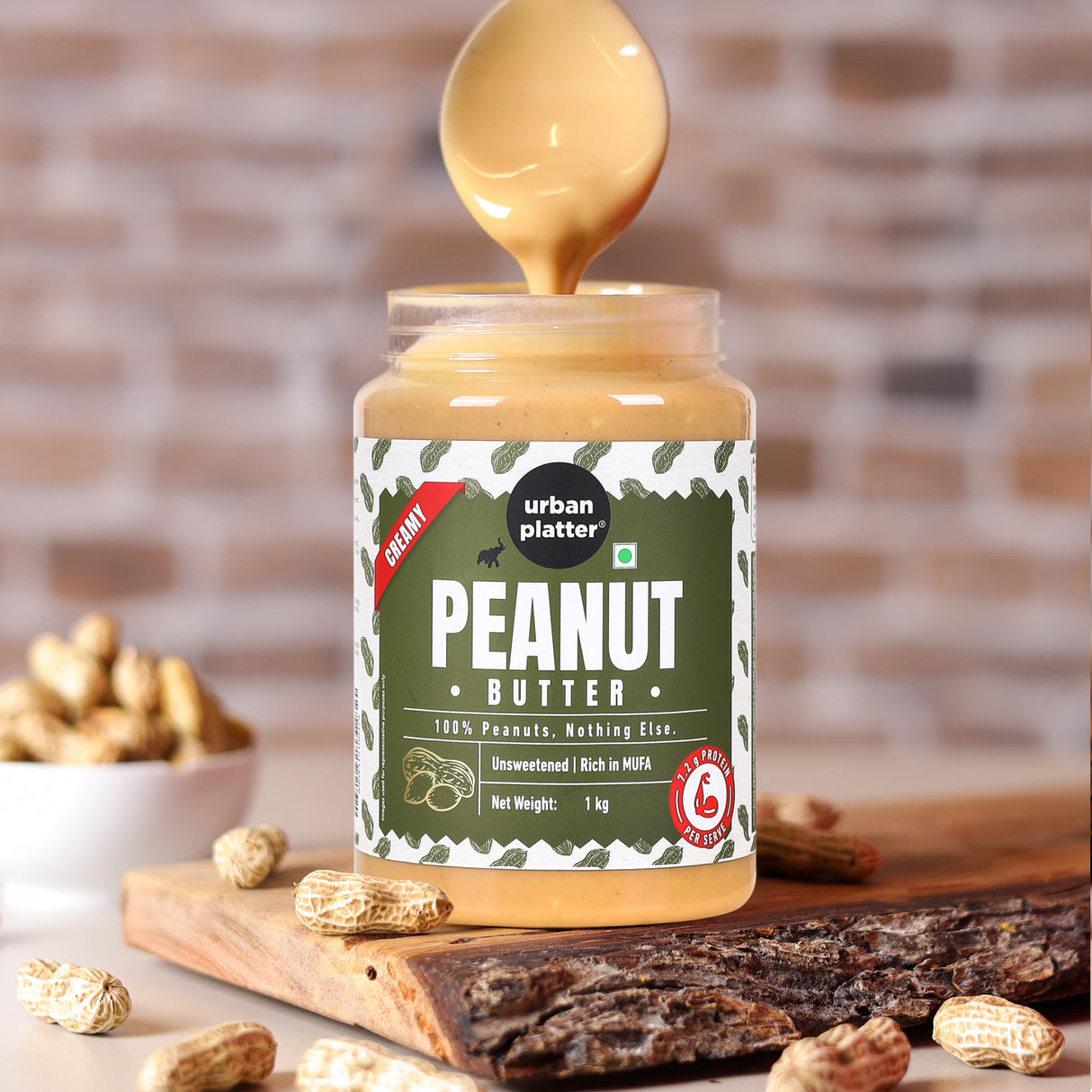 Urban Platter Natural Creamy Peanut Butter, 1kg  [Unsweetened, No Added Oil]