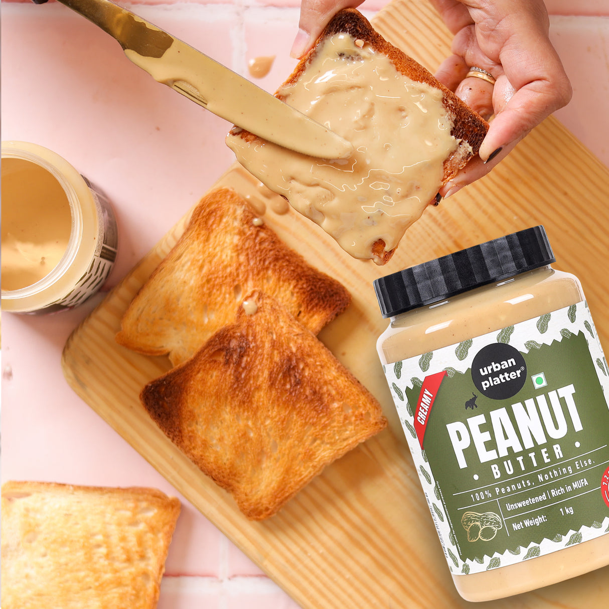 Urban Platter Natural Creamy Peanut Butter, 1kg  [Unsweetened, No Added Oil]