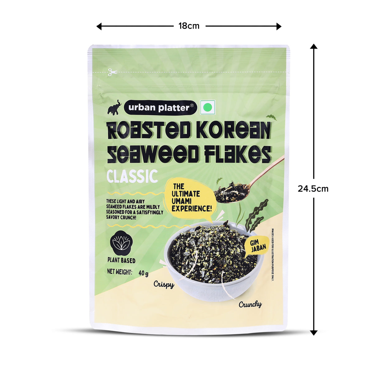 Urban Platter Roasted Korean Seaweed Flakes (Gim Jaban), Classic Sea Salt, 40g (Crispy, Crunchy Snack, Ultimate Umami Experience)