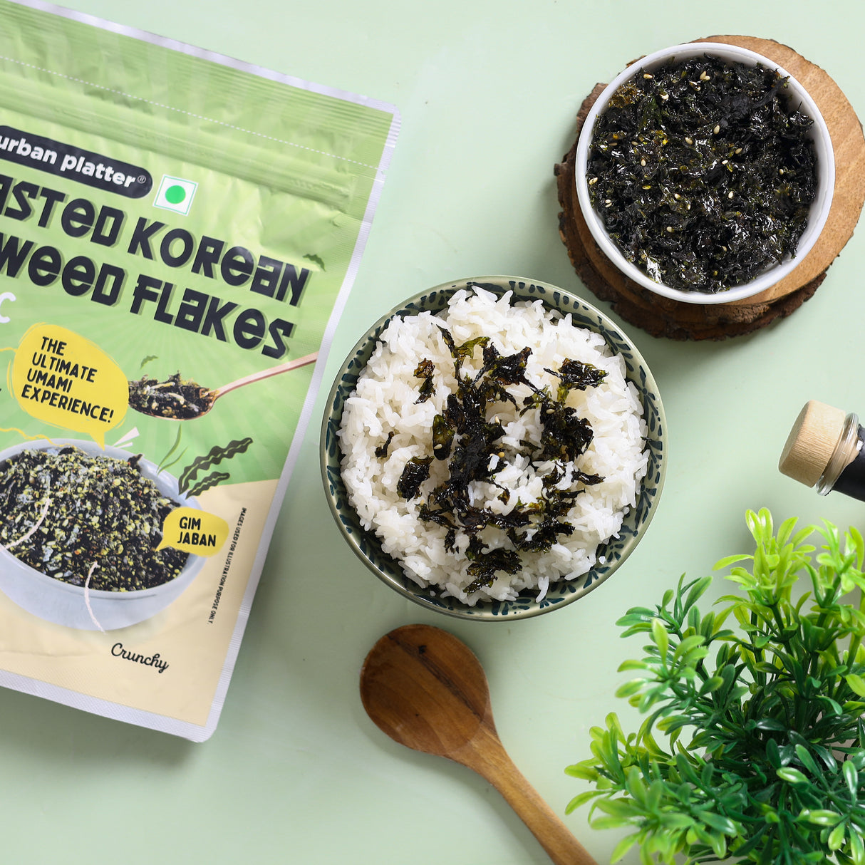 Urban Platter Roasted Korean Seaweed Flakes (Gim Jaban), Classic Sea Salt, 40g (Crispy, Crunchy Snack, Ultimate Umami Experience)