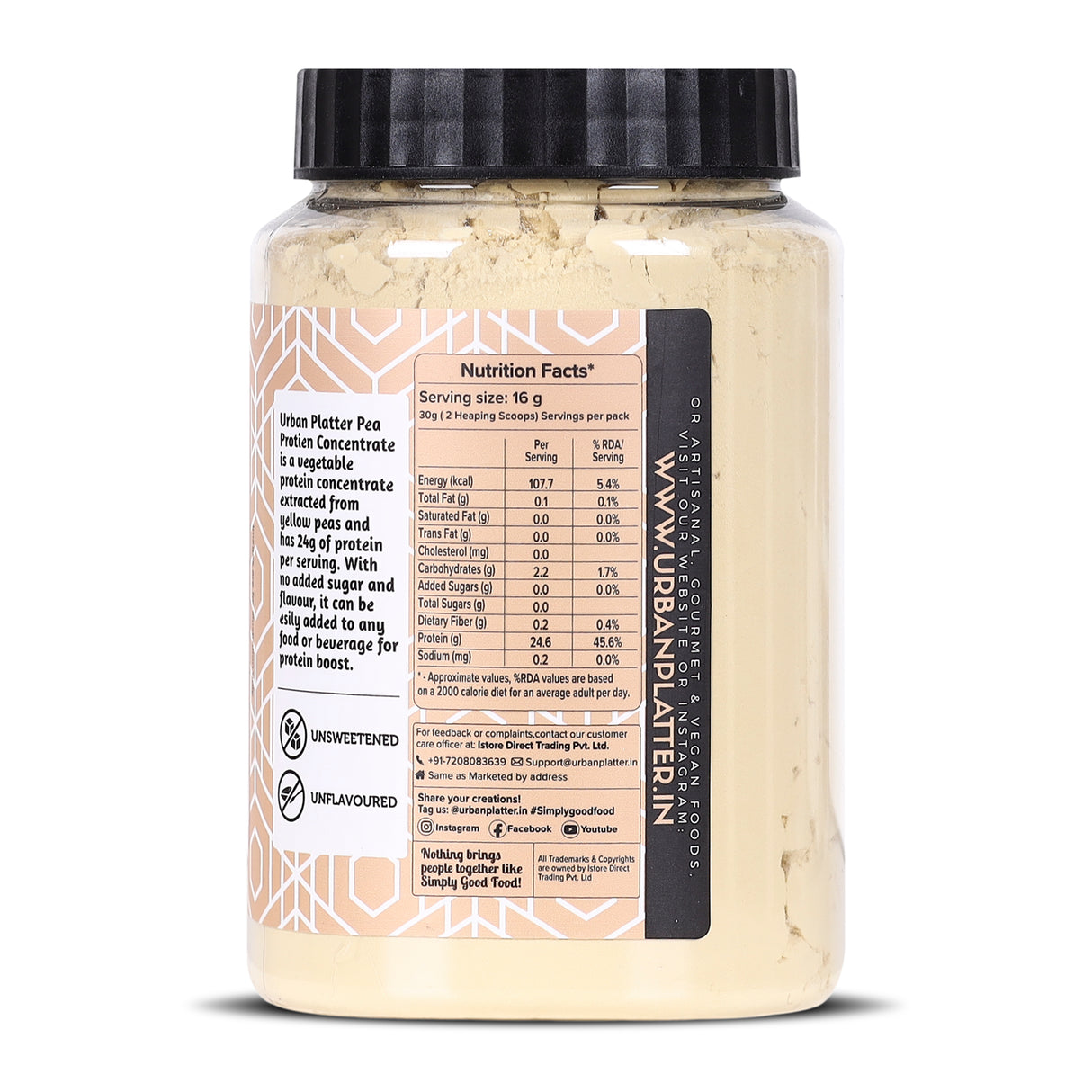 Urban Platter Pea Protein Concentrate Powder, 500g [Unflavoured | Unsweetened | Add to beverages, baked goods, desserts, savoury foods]